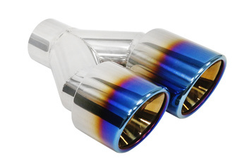 Exhaust Tip 89mmx2 enter 60mm Polished Burn Left