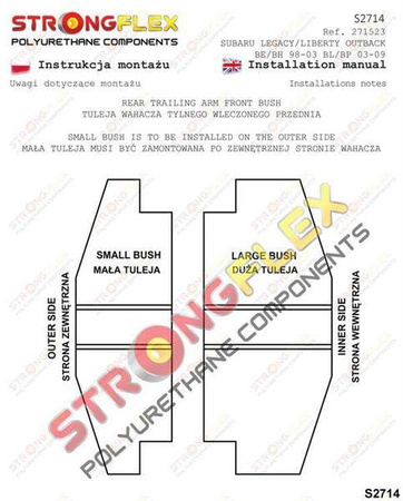 Tuleja wahacza tylnego wleczonego przednia