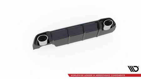 Dokładka Peugeot 308 SW II Facelift Zderzak Tył + Atrapa Wydechu Gloss Black Srebrny