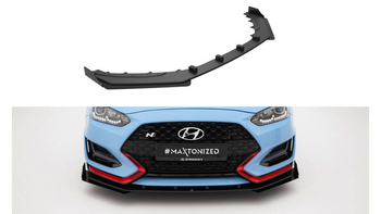 Splitter Hyundai Veloster N Mk2 Przód Street Pro Black-Red + Gloss Flaps