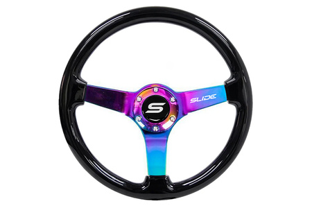 Steering wheel SLIDE 350mm offset:30mm NeoChrome Wood Black