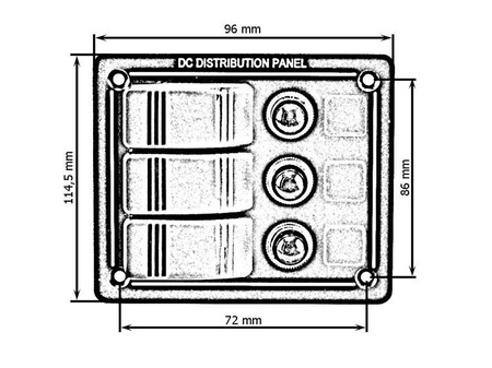 Switch Panel ALU, ON-OFFx3, BA 1x5A 1x10A 1x15A IP68