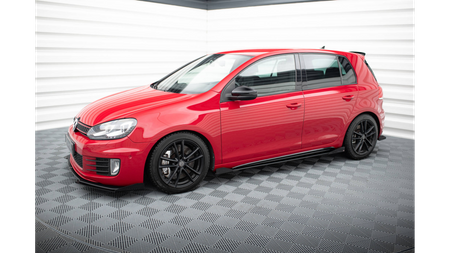 Dokładka Volkswagen Golf VI GTI Progi Racing Black-Red + Gloss Flaps