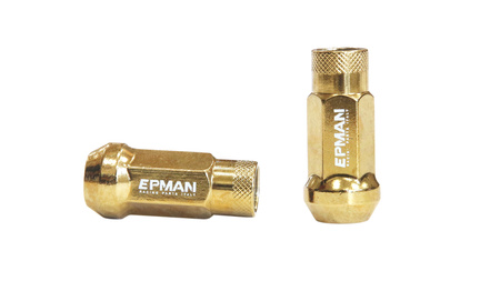 Nakrętki Epman JDM Stal M12x1,5 Stożek 48mm Złote