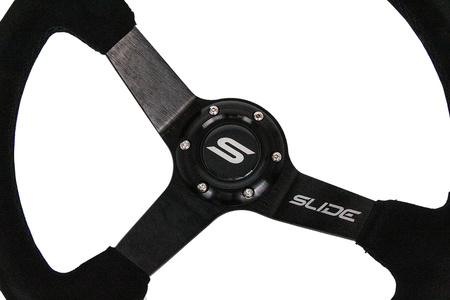 Kierownica SLIDE 350mm offset:90mm Zamsz Yellow Strip