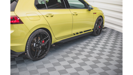 Diffuser Volkswagen Golf 8 GTI GTE GTI Clubsport R-Line Side Skirts Racing Black-Red + Gloss Flaps