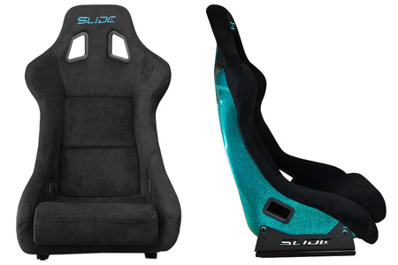 Racing seat SLIDE KS2 Premium Black Suede Turquoise Glitter
