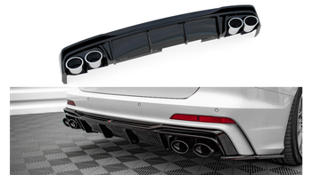 Dokładka Audi A6 C8 S-Line Zderzak Tył + atrapa wydechu Chrome