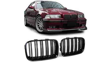 Grill BMW 3 E36 Facelift Compact podwójne żeberka Gloss Black