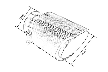 Exhaust 89mm Inlet 70mm Carbon Gloss