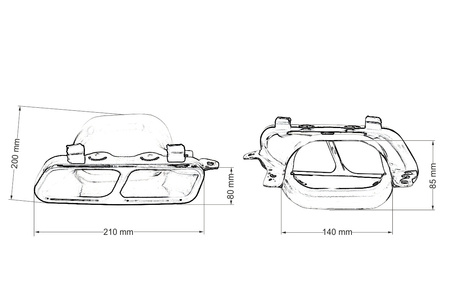 Exhaust Tip 210x80mm enter 140x85mm Mercedes A45 S600