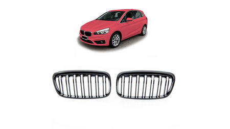 Grill BMW 2 F45 podwójne żeberka Gloss Black