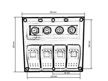 Switch 12/24V IP68 ON-OFFx4, 4xB 2x5A 1x10A 1x15A