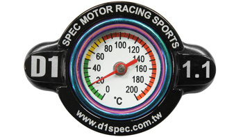 D1Spec Radiator cap with thermometer 28mm 1.1 Bar Black