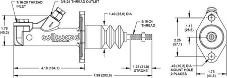 Brake clutch master cylinder Wilwood GS Compact 0,5"