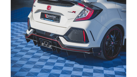 Diffuser Honda Civic X Type-R Rear Valance + Flaps Black-Red Racing Durability