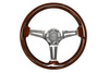 Steering wheel 350mm Wood Silver