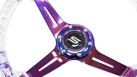 Kierownica SLIDE 350mm offset:70mm NeoChrome Acrylic Clear