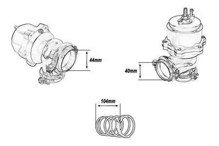 Wastegate zewnętrzny TurboWorks 44mm 1.0 Bar V-Band Niebieski