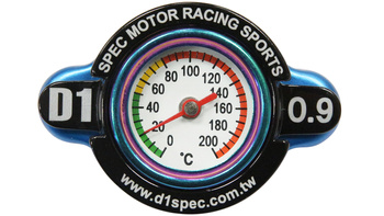 D1Spec Radiator cap with thermometer 28mm 0.9 Bar Blue
