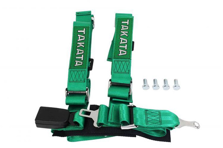 Racing seat belts 4p 2" Green Takata Replica