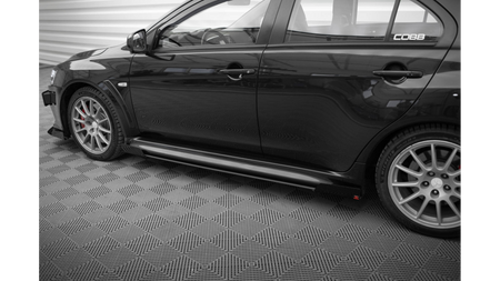 Dokładka Mitsubishi Lancer EVO X Progi Street Pro Black + Gloss Flaps
