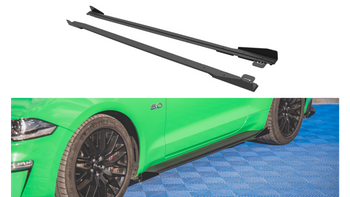 Diffuser Ford Mustang VI GT Facelift Side Skirts Street Pro v.1 Black + Gloss Flaps