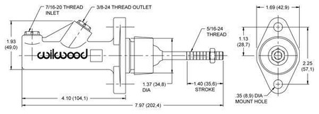 Brake clutch master cylinder Wilwood Compact 0,625"