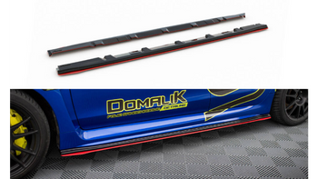 Diffuser Subaru WRX STI Side Skirts v.2 Gloss Black + Red