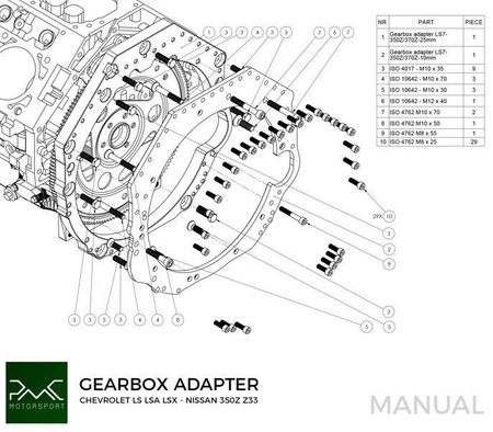 Adapter skrzyni biegów GM Chevrolet LS - Nissan 350Z Z33 370Z Z34