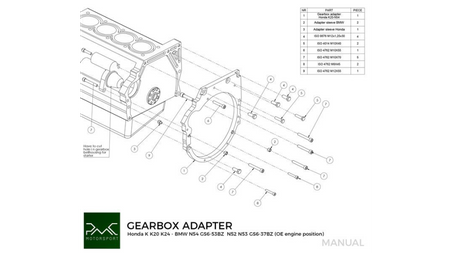 Gearbox Adapter Plate Honda K K20 K24 - BMW DCT DKG GS7D36SG / N54 GS6-53BZ