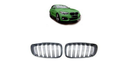 Grill BMW 1 F20 F21 Facelift podwójne żeberka Gloss Black