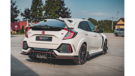 Diffuser Honda Civic X Type-R Rear Valance + Flaps Black-Red Racing Durability v.2