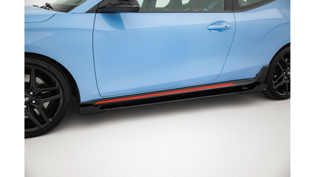 Side Skirts Hyundai Veloster N Mk2 Street Pro Black-Red + Gloss Flaps