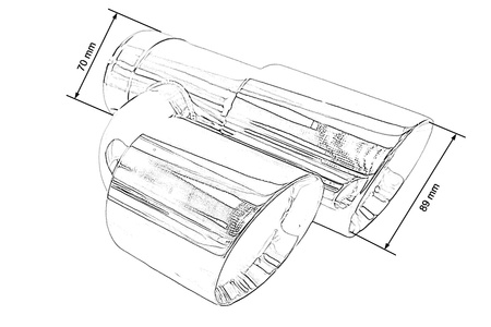 Exhaust Tip 89mmx2 enter 70mm Polished Set