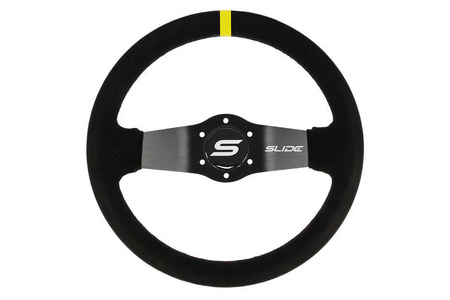 Steering wheel SLIDE 350mm offset:90mm Suede Yellow Strip