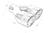 Exhaust Tip 89mmx2 enter 60mm Polished Burn Right 