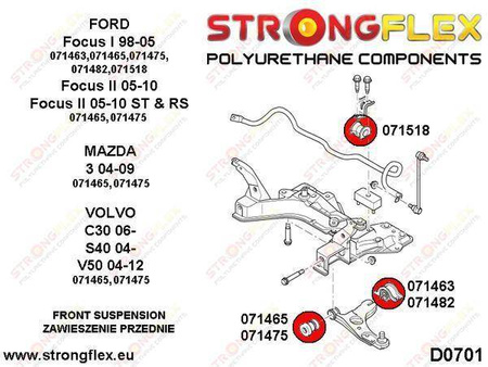 Front wishbone front bush - bolt 12mm