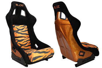 Fotel sportowy SLIDE KS2 Premium Orange Black & Grafic Tiger Welur Orange Glitter