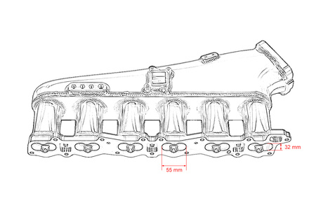 Intake manifold Nissan RB26 with throttle body and fuel rail