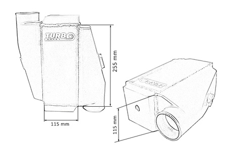 TurboWorks Water Intercooler 255x115x115 3" 2x90st flip