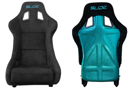 Fotel sportowy SLIDE KS2 Premium Black Welur Turquoise Glitter