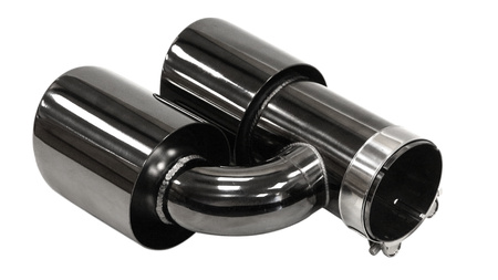 Exhaust Tip 101mmx2 enter 76mm Black Chrome Set
