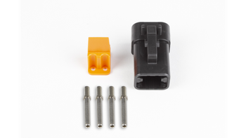 Plug and pins - Deutsch male connector DTP-06-4S - Black (25 Amperes).