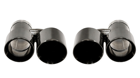 Exhaust Tip 101mmx2 enter 67mm Black Chrome Set