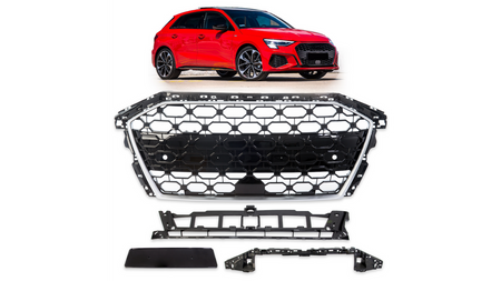 Grill Audi A3 8Y Silver & Gloss Black