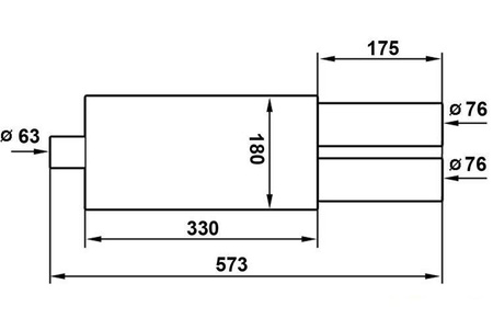 Rear Muffler TurboWorks 2x76mm inlet 63,5mm