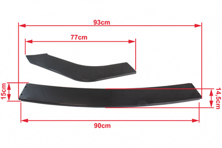 Universal front bumper splitter 3pcs. Carbon Look