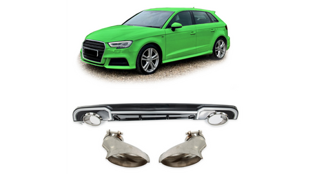 Diffuser Audi A3 8V Facelift Rear with Pipes