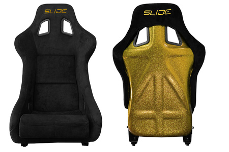 Fotel sportowy SLIDE KS2 Premium Black Welur Gold Glitter